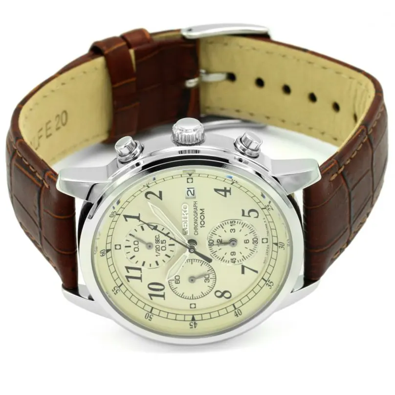 Seiko Chronograph Quartz Beige Dial Men's Watch- SNDC31P1